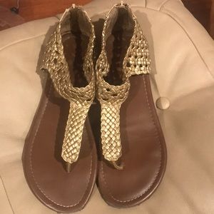 Gold braided sandals